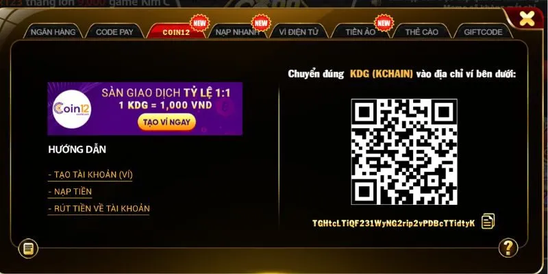 Hướng Dẫn 8 Cách Nạp Tiền Go88 Siêu Nhanh Nạp tiền vào Go88 qua Coin12 nhanh chóng đến không ngờ, ai cũng có thể làm được