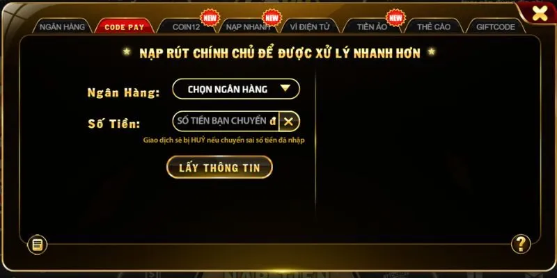 Hướng Dẫn 8 Cách Nạp Tiền Go88 Siêu Nhanh Nạp tiền vào Go88 siêu nhanh thông qua Code Pay chưa bao giờ dễ đến thế
