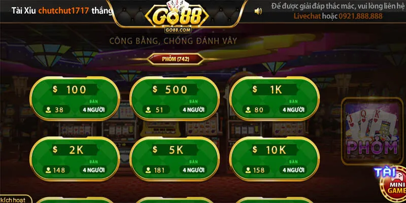 Game đánh bài Phỏm Go88 - Tựa Game Hấp Dẫn Ăn Thưởng Lớn Giới thiệu về tựa game Phỏm tại nhà cái Go88