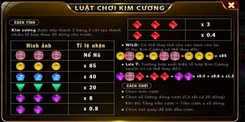 Kim Cương Go88 Tựa Game Nổ hũ Đổi Tiền Thật Số 1 Hiện Nay Quy tắc cơ bản của game kim cương tại Go88